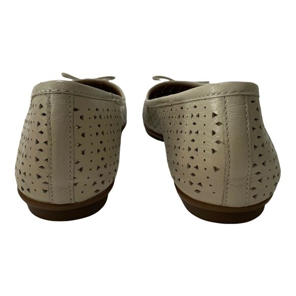 Hush Puppies Women's Shoes Leather Ballet Slip On Flats 9M Beige Perforated - Picture 3 of 10